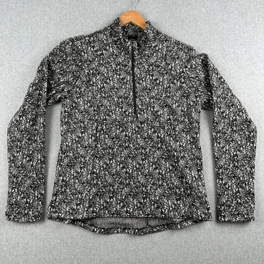 Spyder Pullover Women XL Black White Active Quarter Zip Printed SP177U Mock Neck